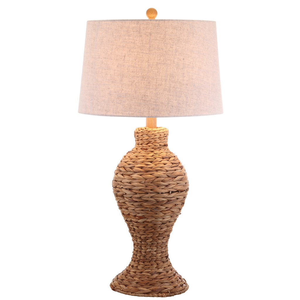 31" Natural Water Hyacinth Urn Table Lamp With Drum Shade
