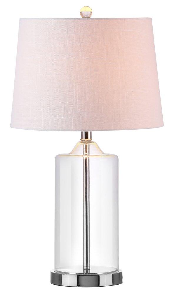 25" Silver Bedside Lamp With Drum Shade