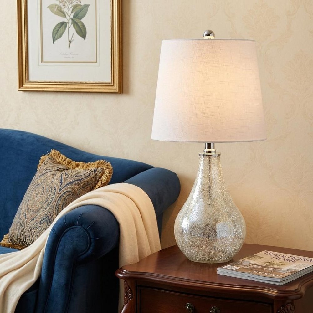 20" Clear Novelty Table Lamp With Drum Shade