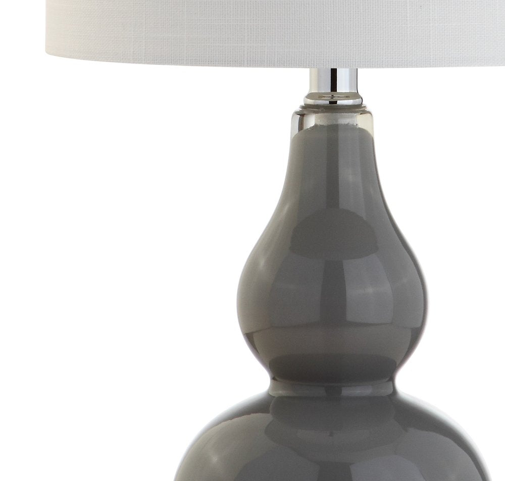 21" Silver Gourd Table Lamp With Drum Shade