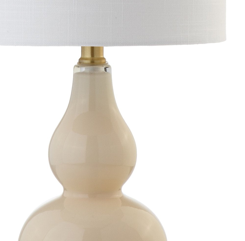 21" Gold Gourd Desk Lamp With Drum Shade