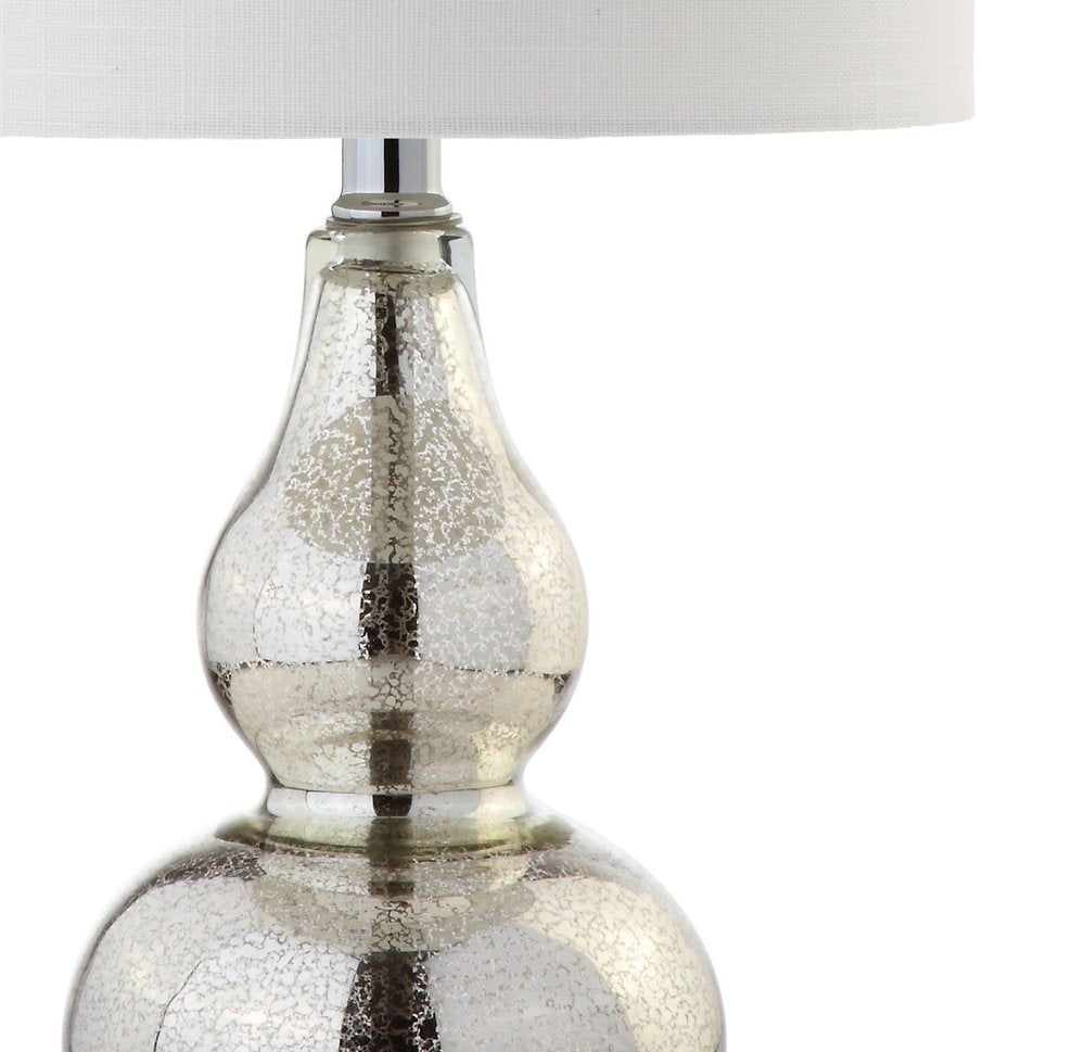 21" Silver Gourd Desk Lamp With Drum Shade