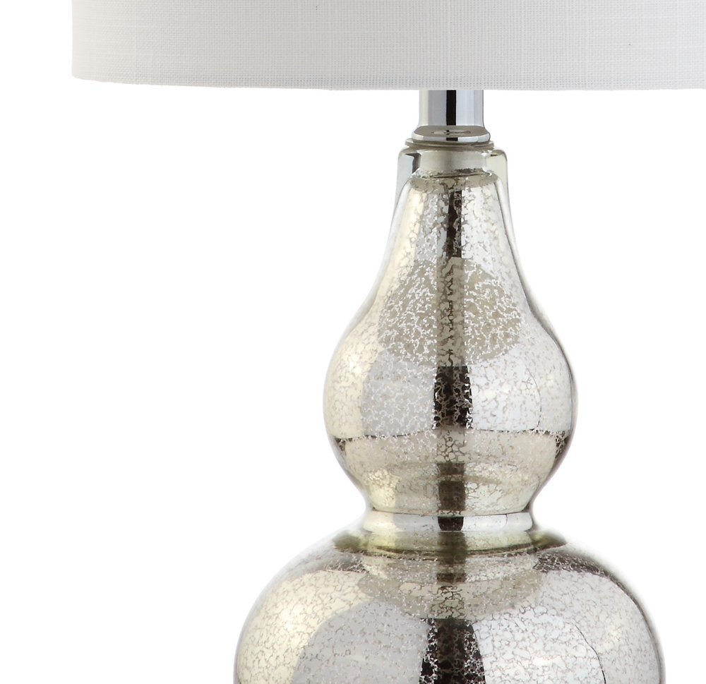 21" Silver Gourd Desk Lamp With Drum Shade
