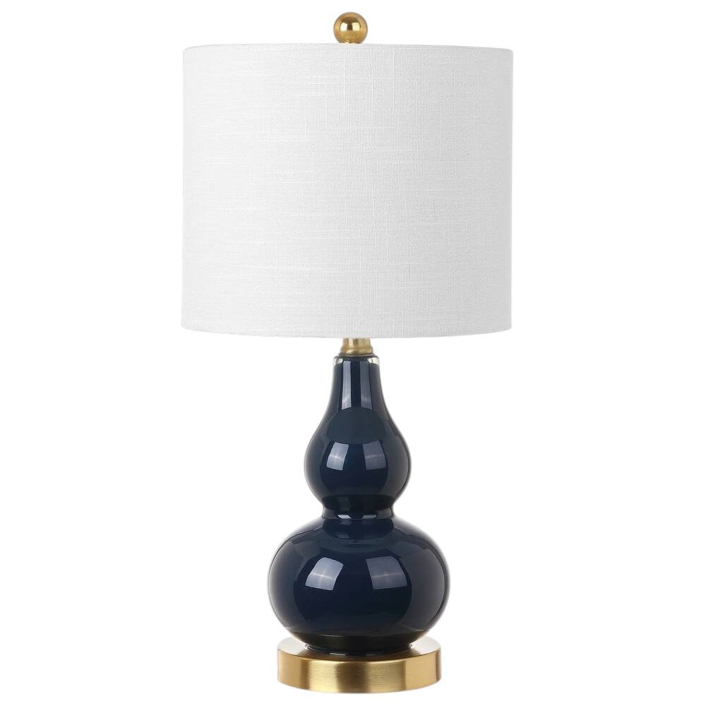 21" Gold Gourd Desk Lamp With Drum Shade