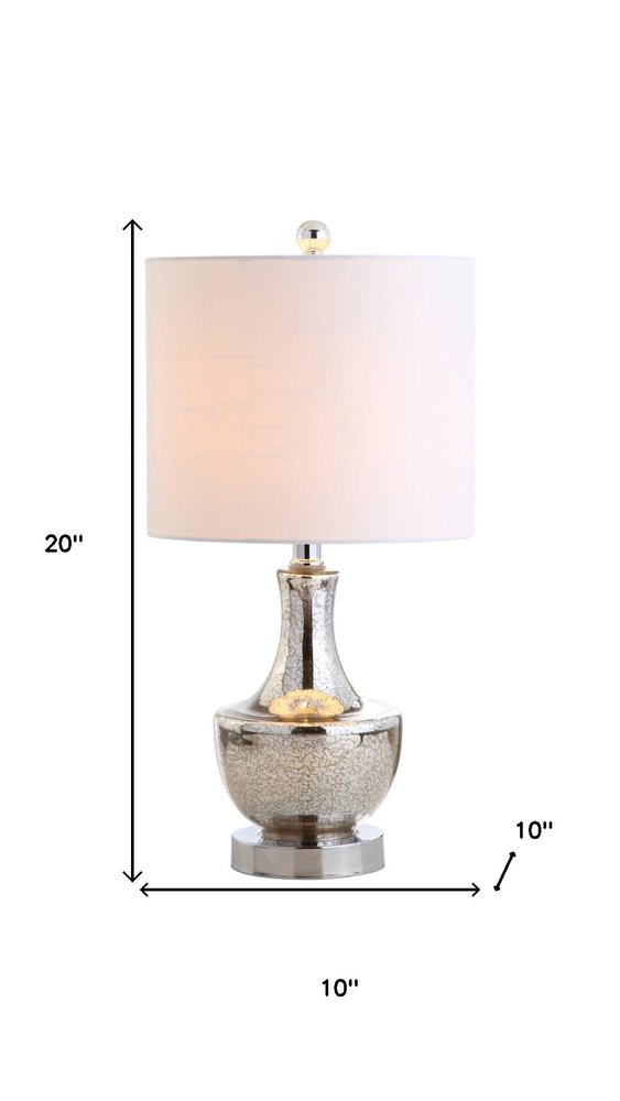 20" Silver Novelty Bedside Lamp With Drum Shade