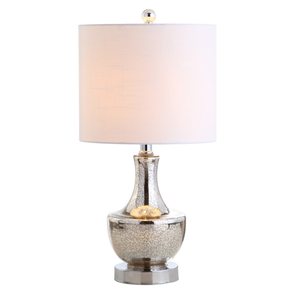 20" Silver Novelty Bedside Lamp With Drum Shade