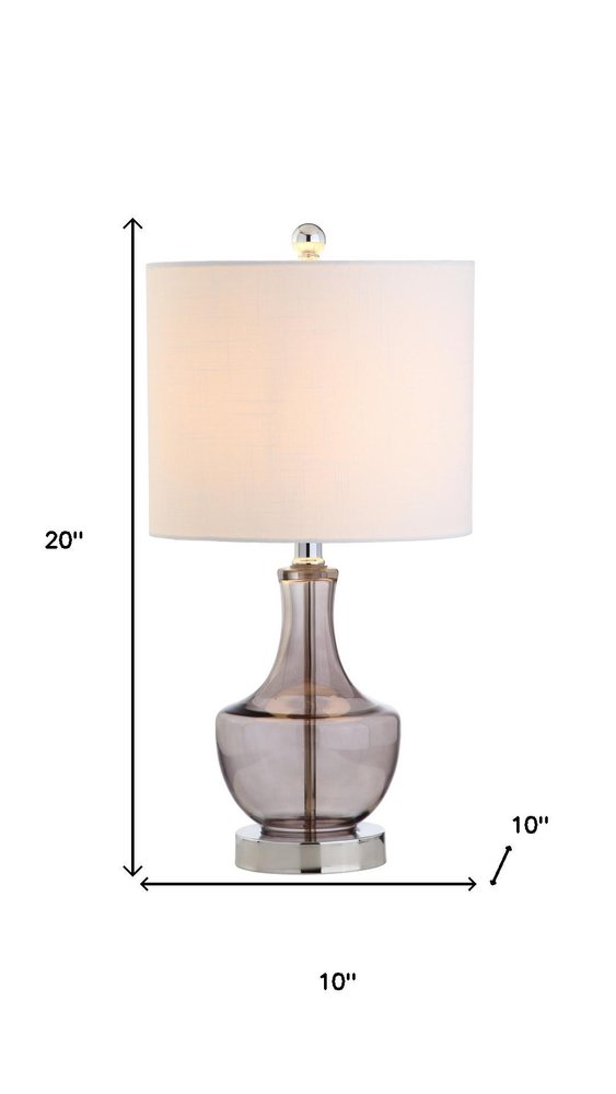20" Silver Table Lamp With Drum Shade
