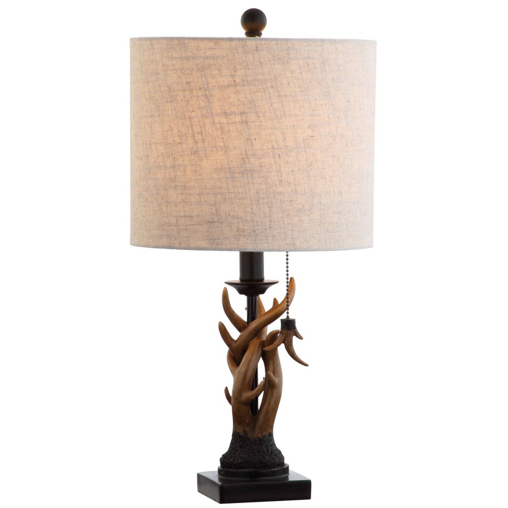 21" Brown Table Lamp With Drum Shade