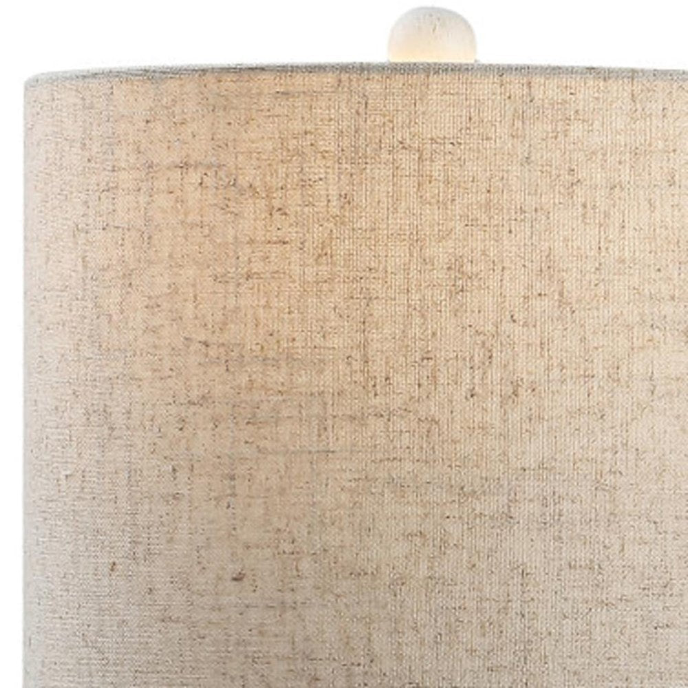 21" Antiqued White Antlers Desk Lamp With Drum Shade
