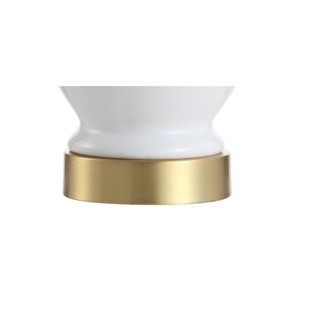20" White And Gold Urn Table Lamp With Drum Shade