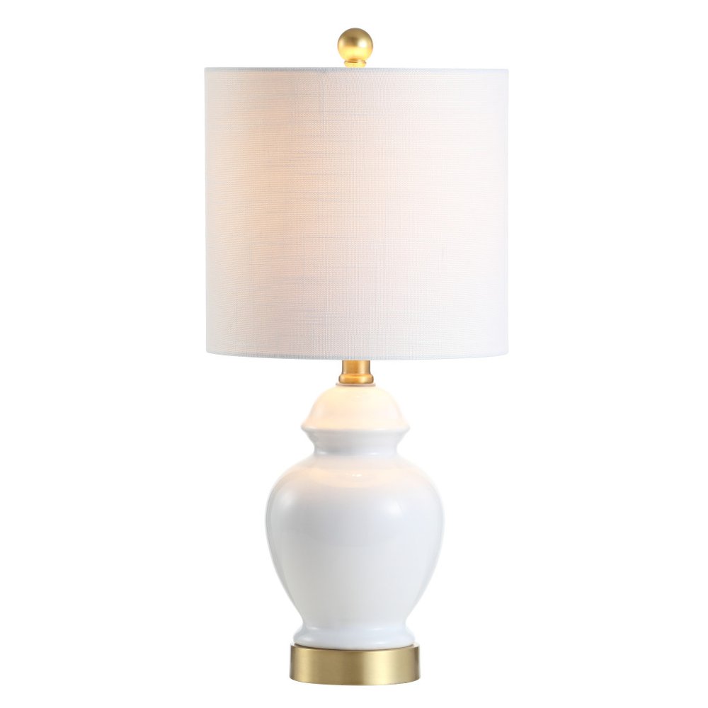 20" White And Gold Urn Table Lamp With Drum Shade