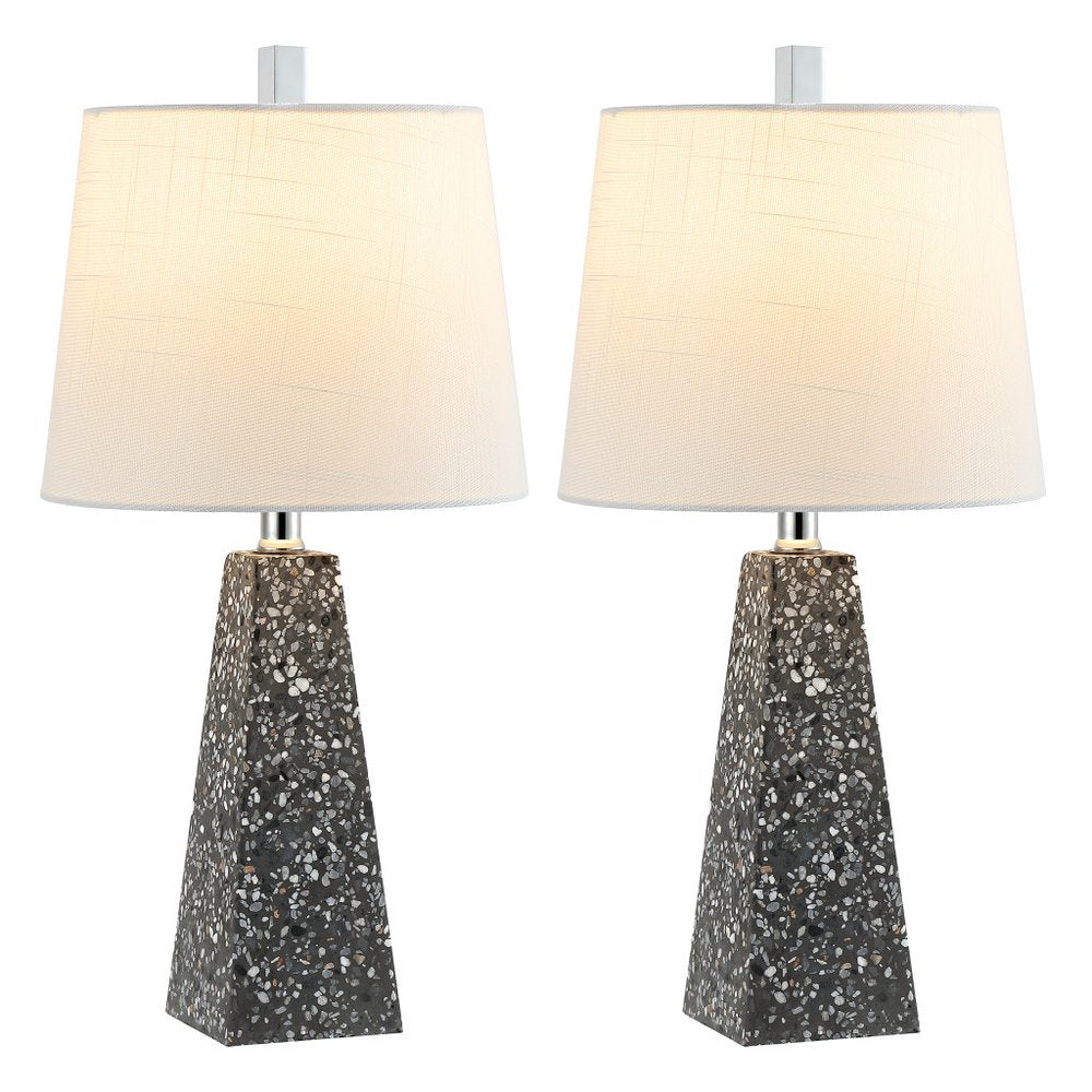 Set of Two 21" Gray Geometric Table Lamps With Empire Shades