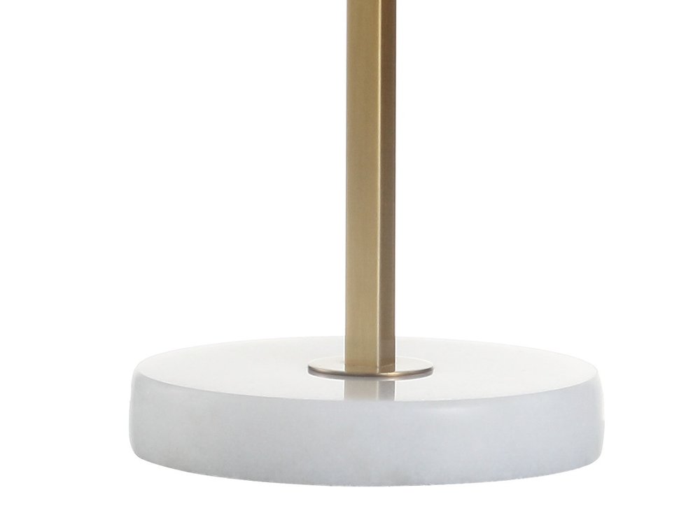 25" Brass And White Round Table Lamp With Drum Shade