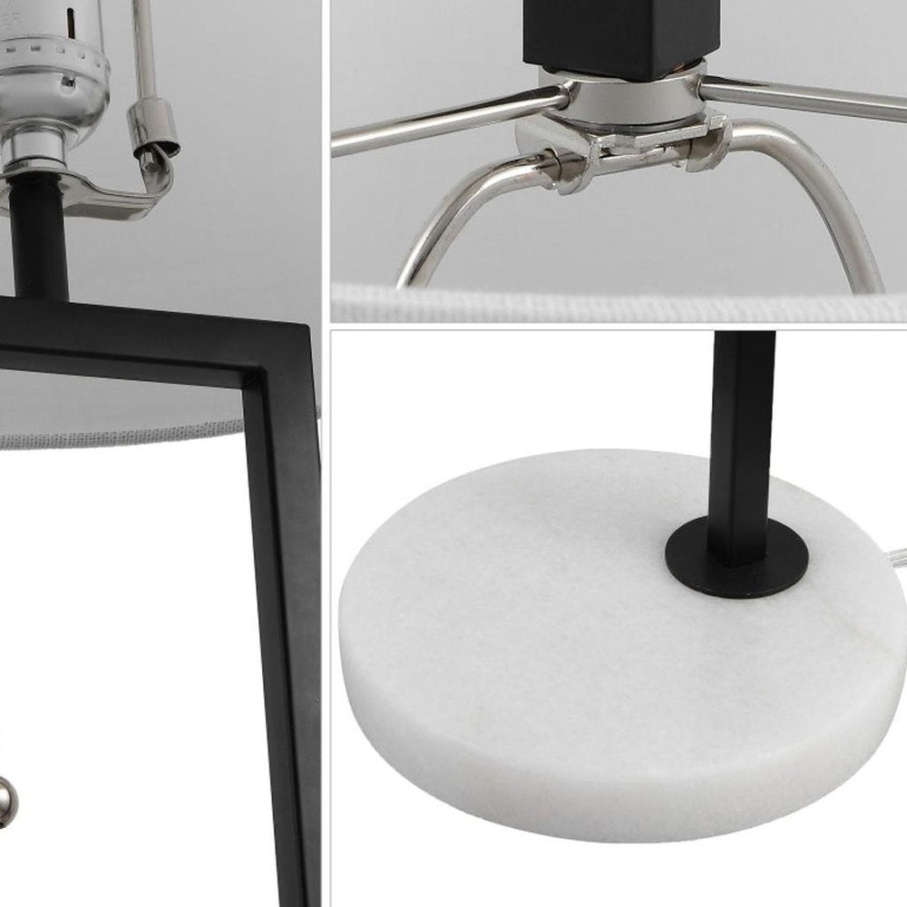 25" White Novelty Table Lamp With Drum Shade