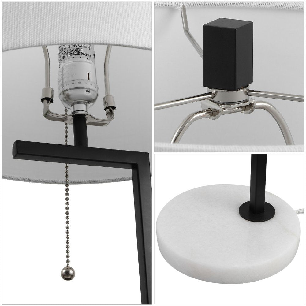 25" White Novelty Table Lamp With Drum Shade