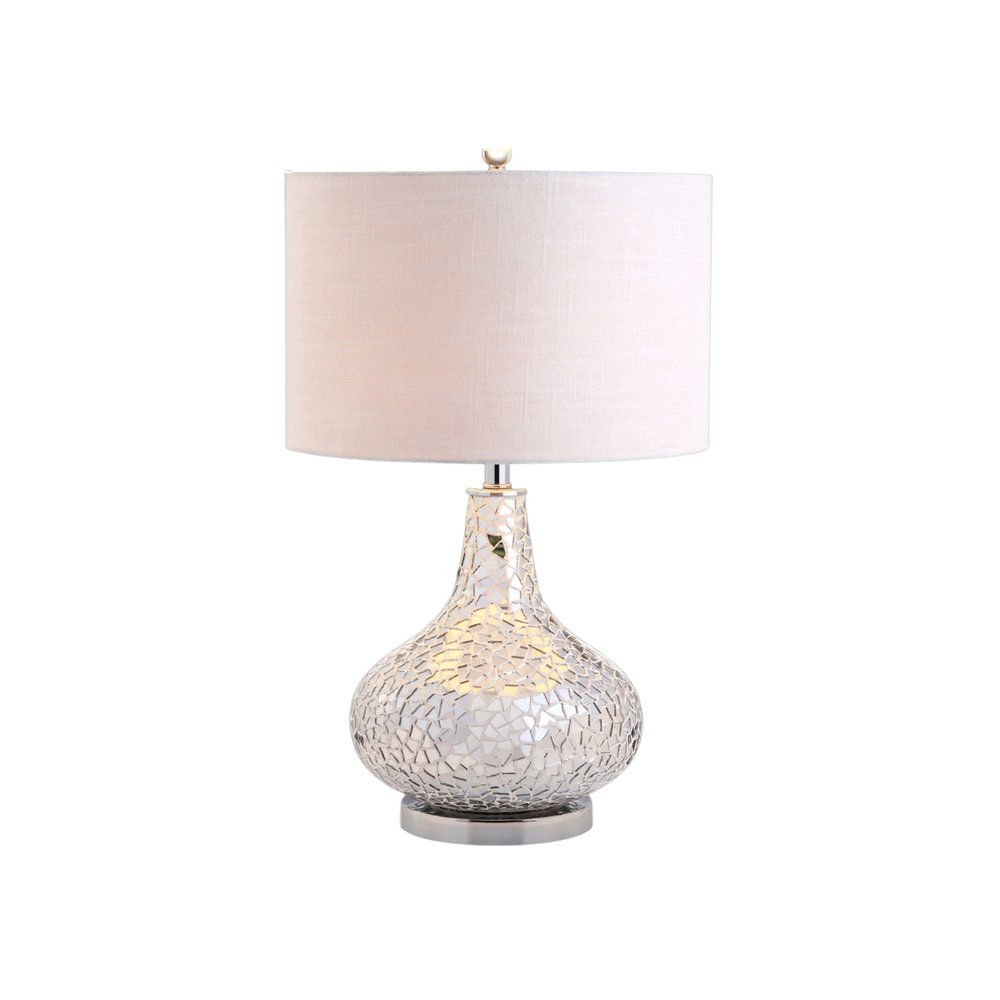 26" Silver Novelty Table Lamp With Drum Shade