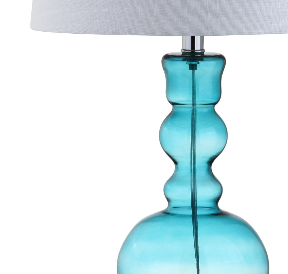 Set of Two 29" Blue Urn Table Lamps With Drum Shades