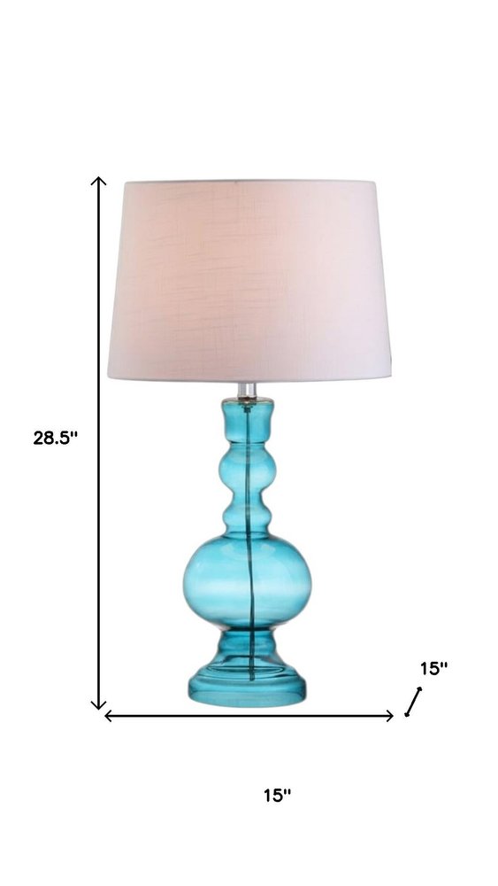 Set of Two 29" Blue Urn Table Lamps With Drum Shades