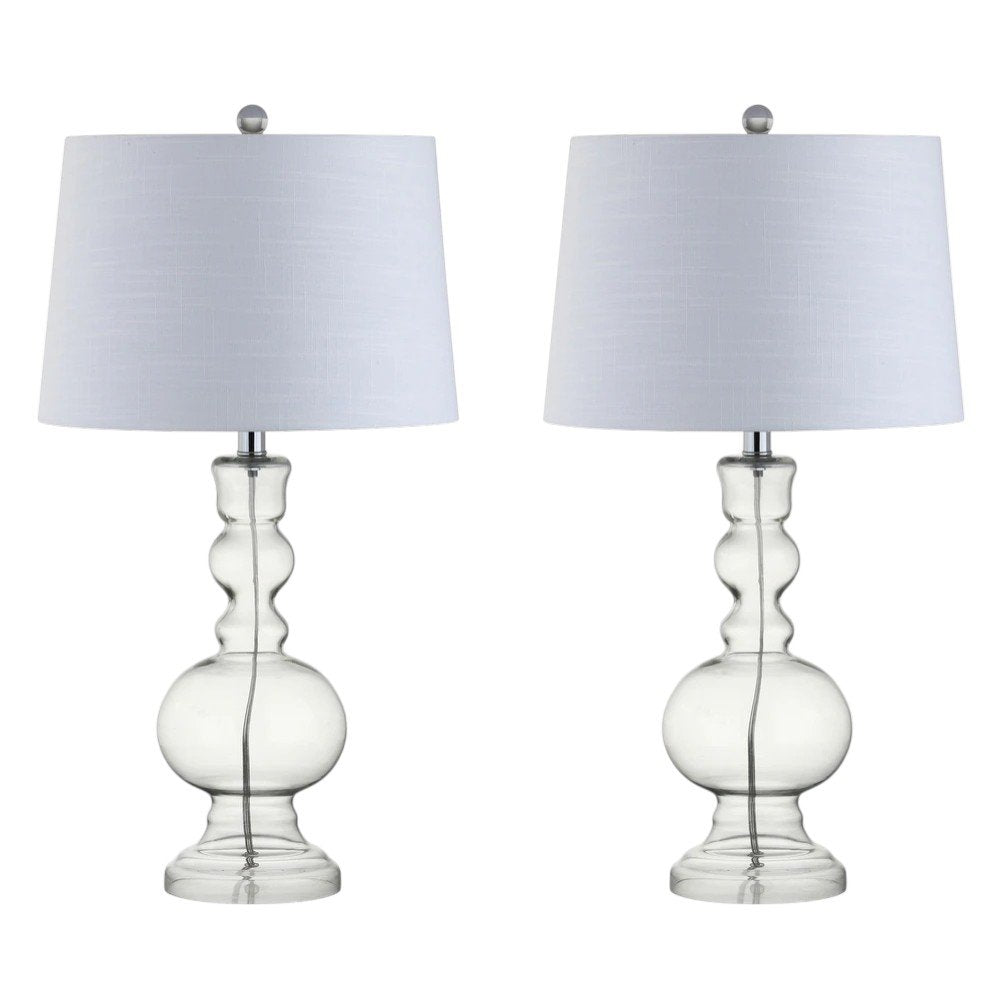 Set of Two 29" Silver Novelty Table Lamps With Drum Shades