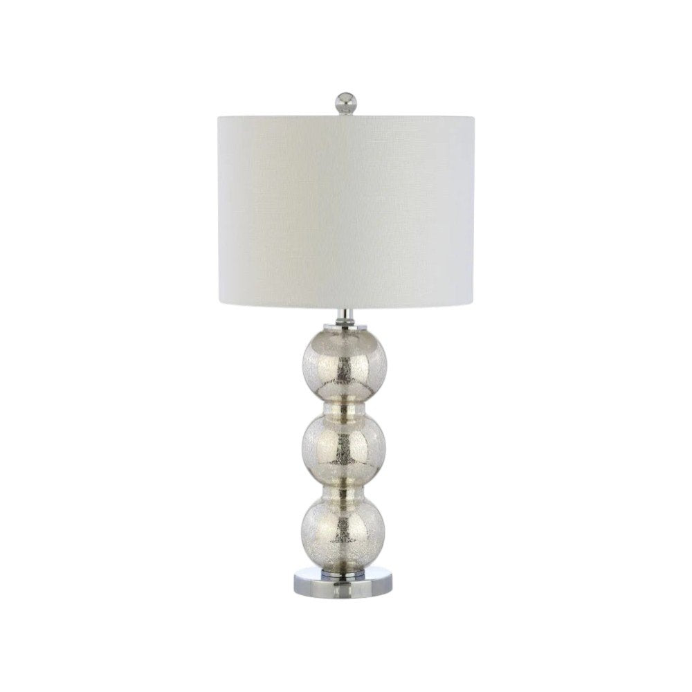 Set of Two 27" Silver Novelty Table Lamps With Drum Shades