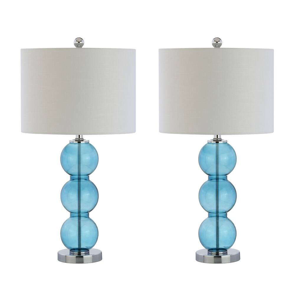 Set of Two 27" Silver Novelty Table Lamps With Drum Shades