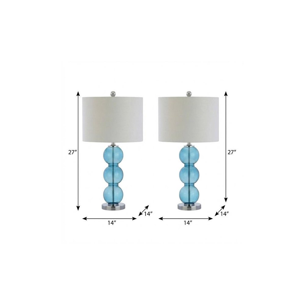 Set of Two 27" Silver Novelty Table Lamps With Drum Shades