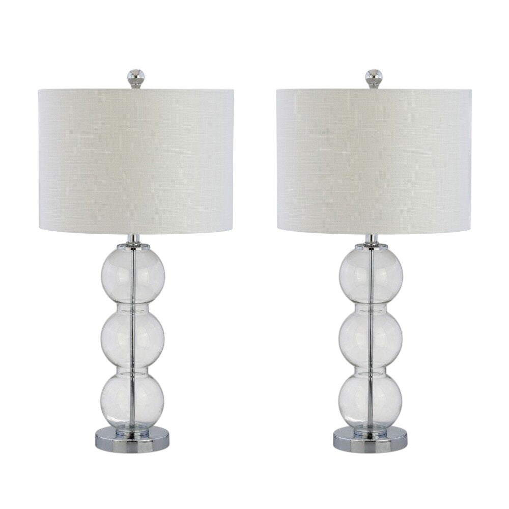 Set of Two 27" Silver Novelty Table Lamps With Drum Shades