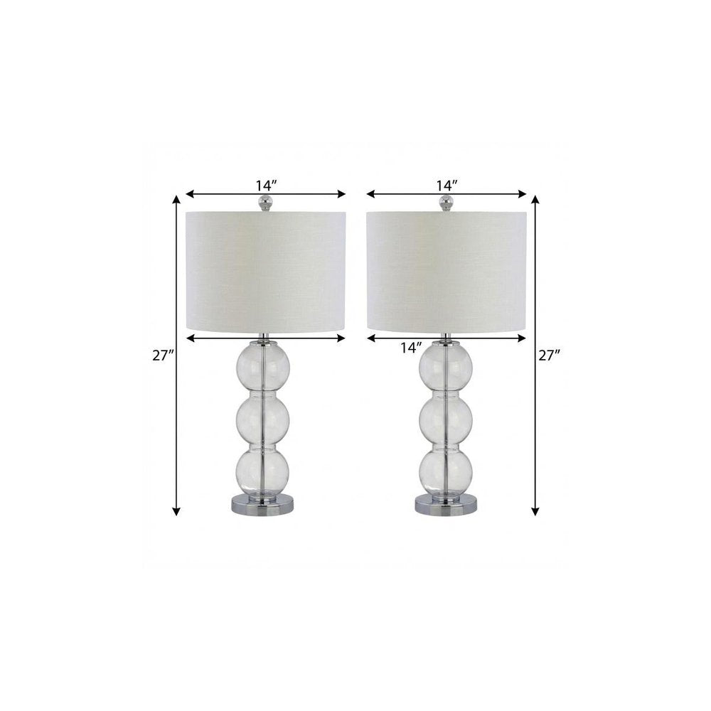 Set of Two 27" Silver Novelty Table Lamps With Drum Shades
