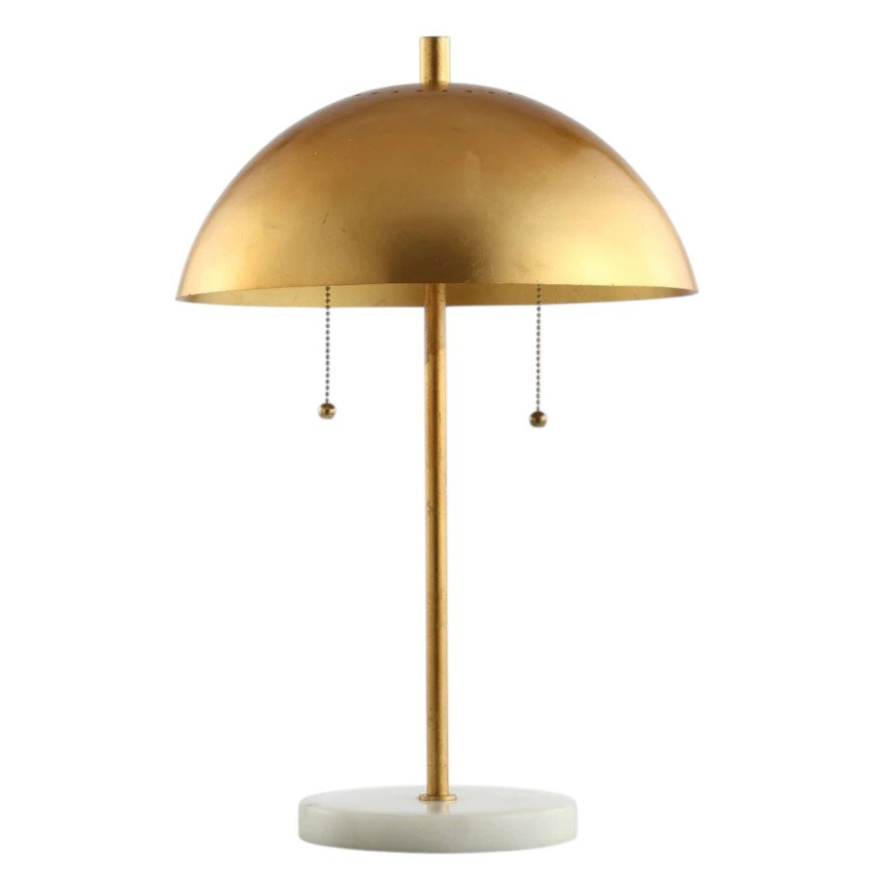 21" White Round Table Lamp With Globe Shade