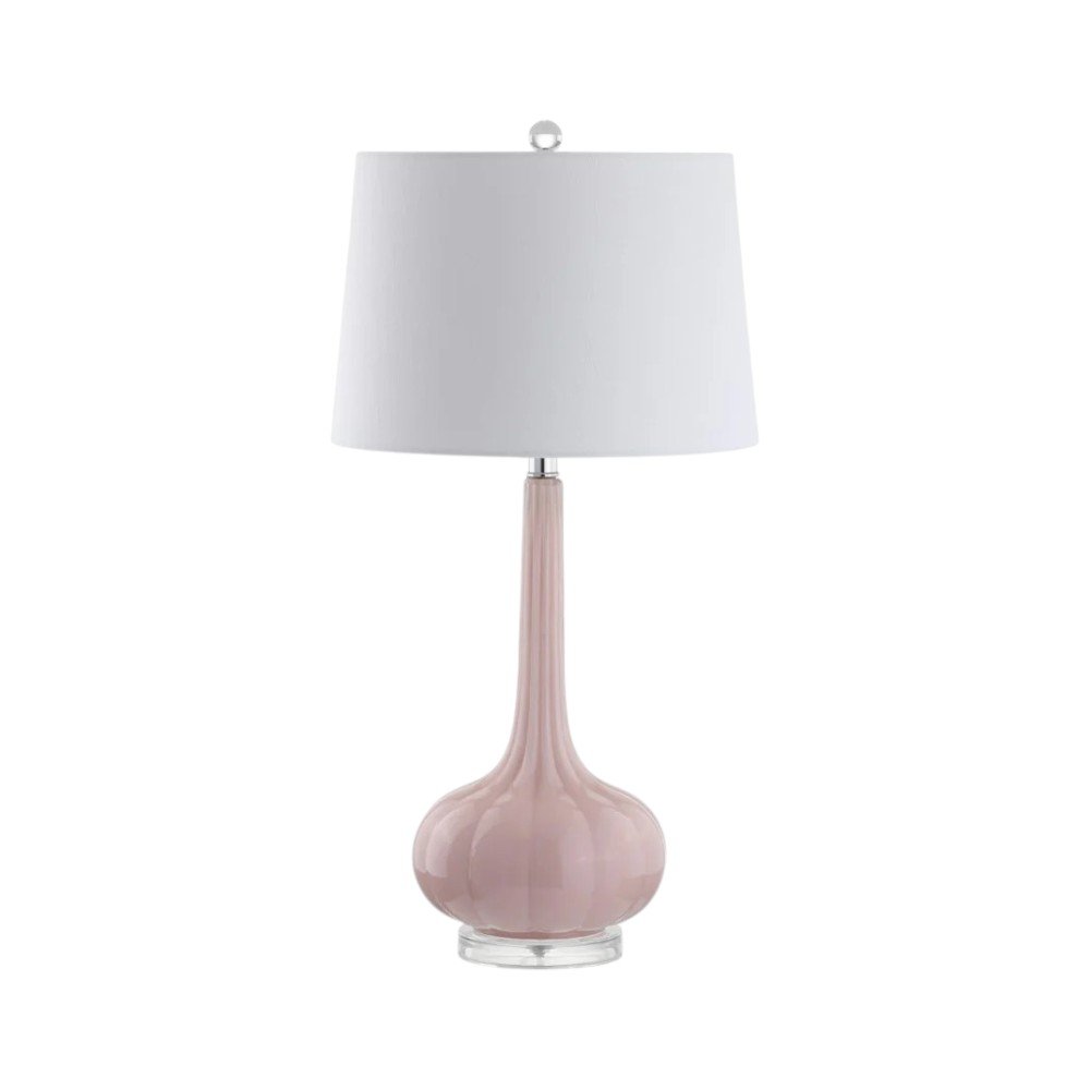 Set of Two 29" Clear Novelty Table Lamps With Drum Shades
