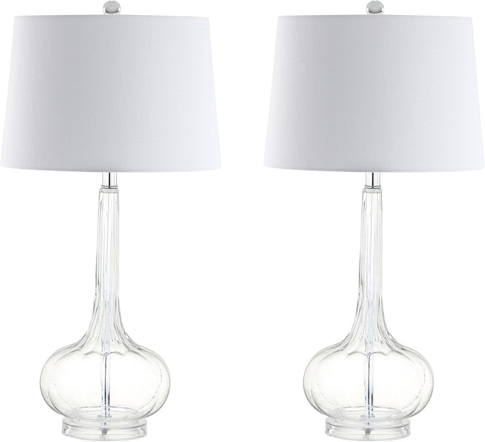 Set of Two 29" Clear Novelty Table Lamps With Drum Shades