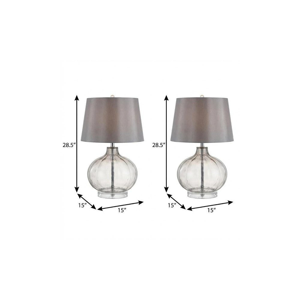 Set of Two 29" Clear Novelty Table Lamps With Drum Shades