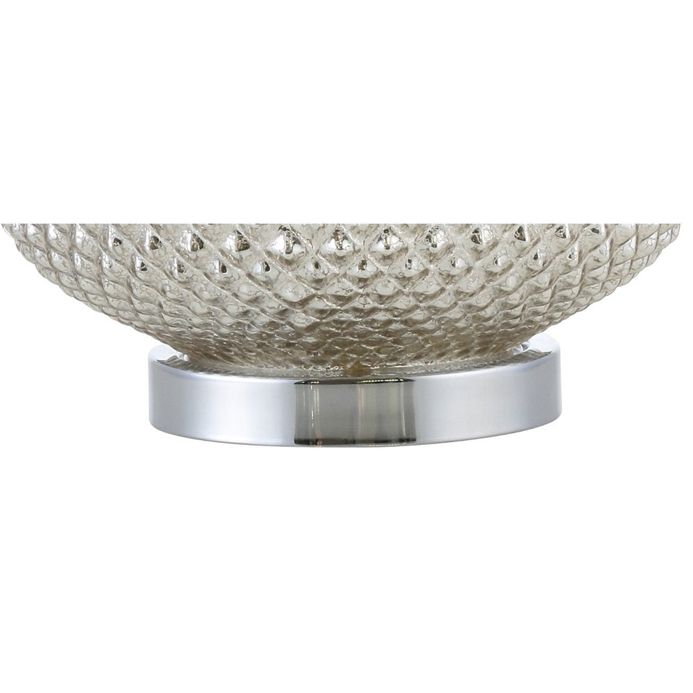 23" Silver Round Table Lamp With Drum Shade
