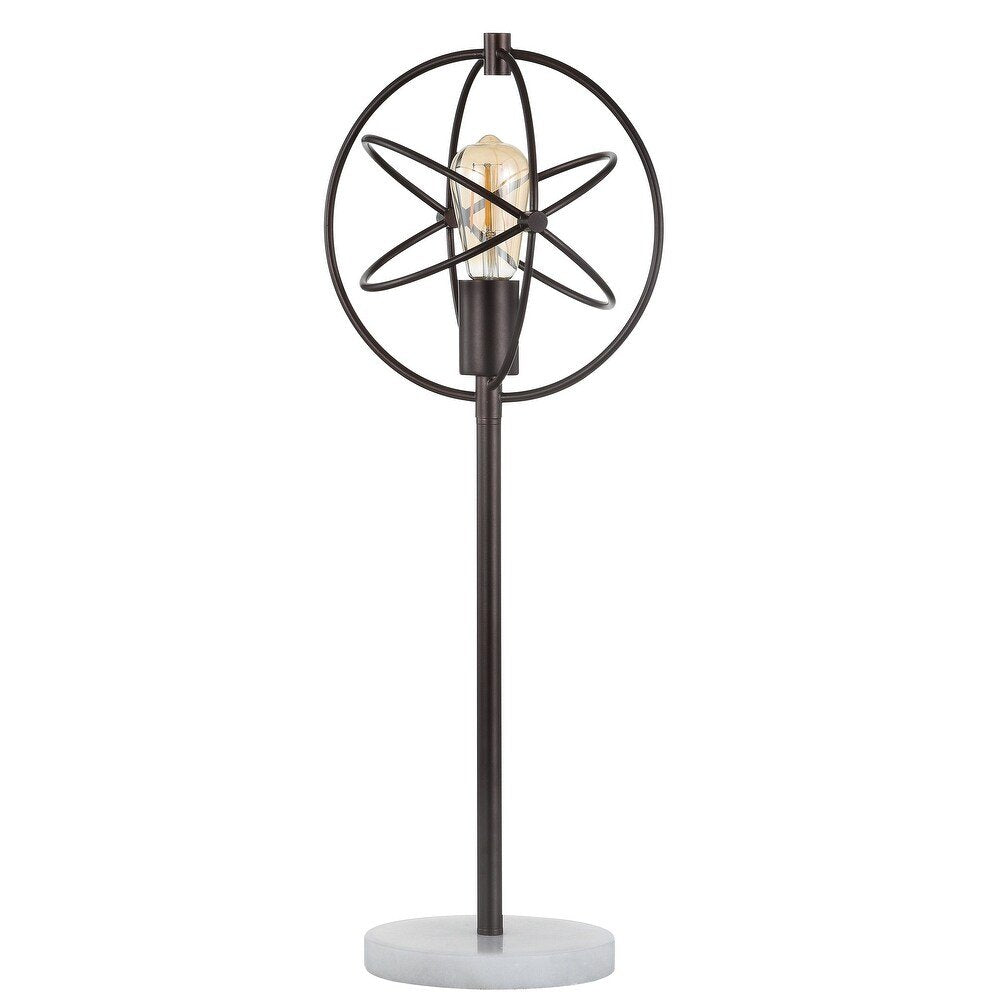 27" White Novelty Table Lamp With Globe Shade