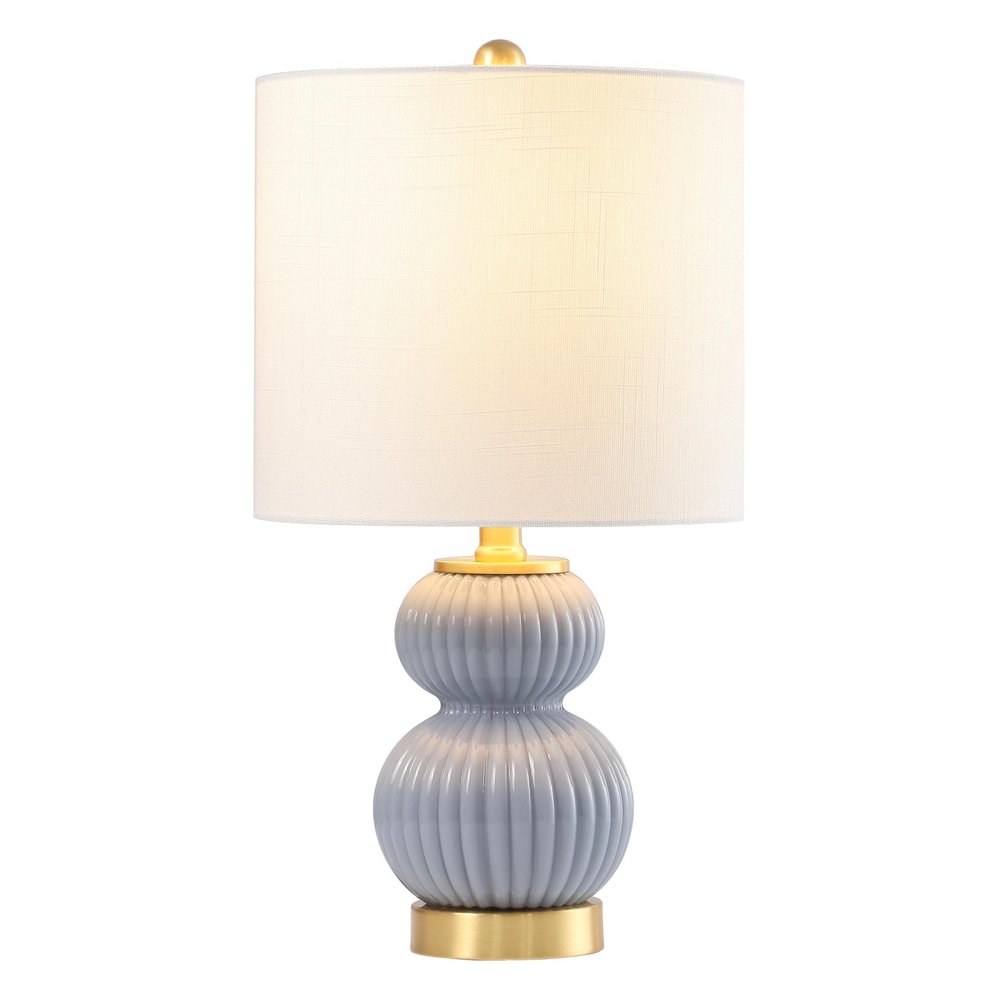 20" Gold Gourd Table Lamp With Drum Shade