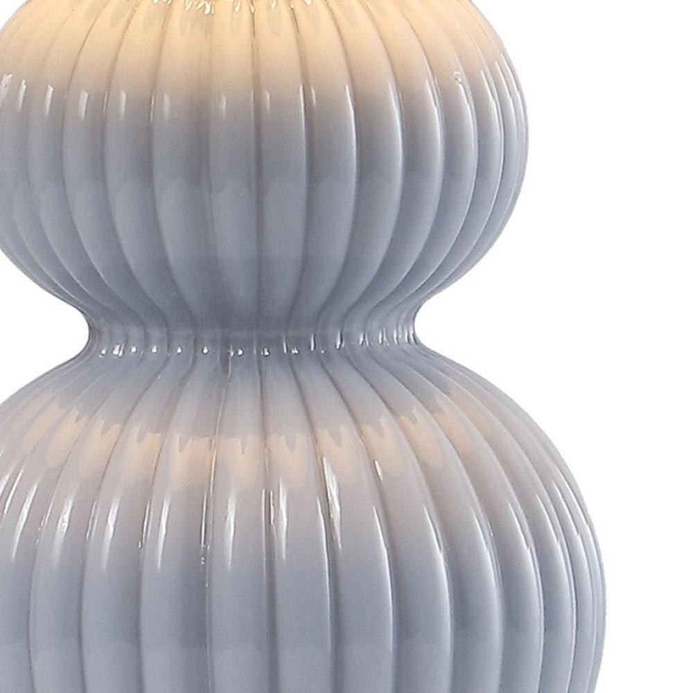 20" Gold Gourd Table Lamp With Drum Shade