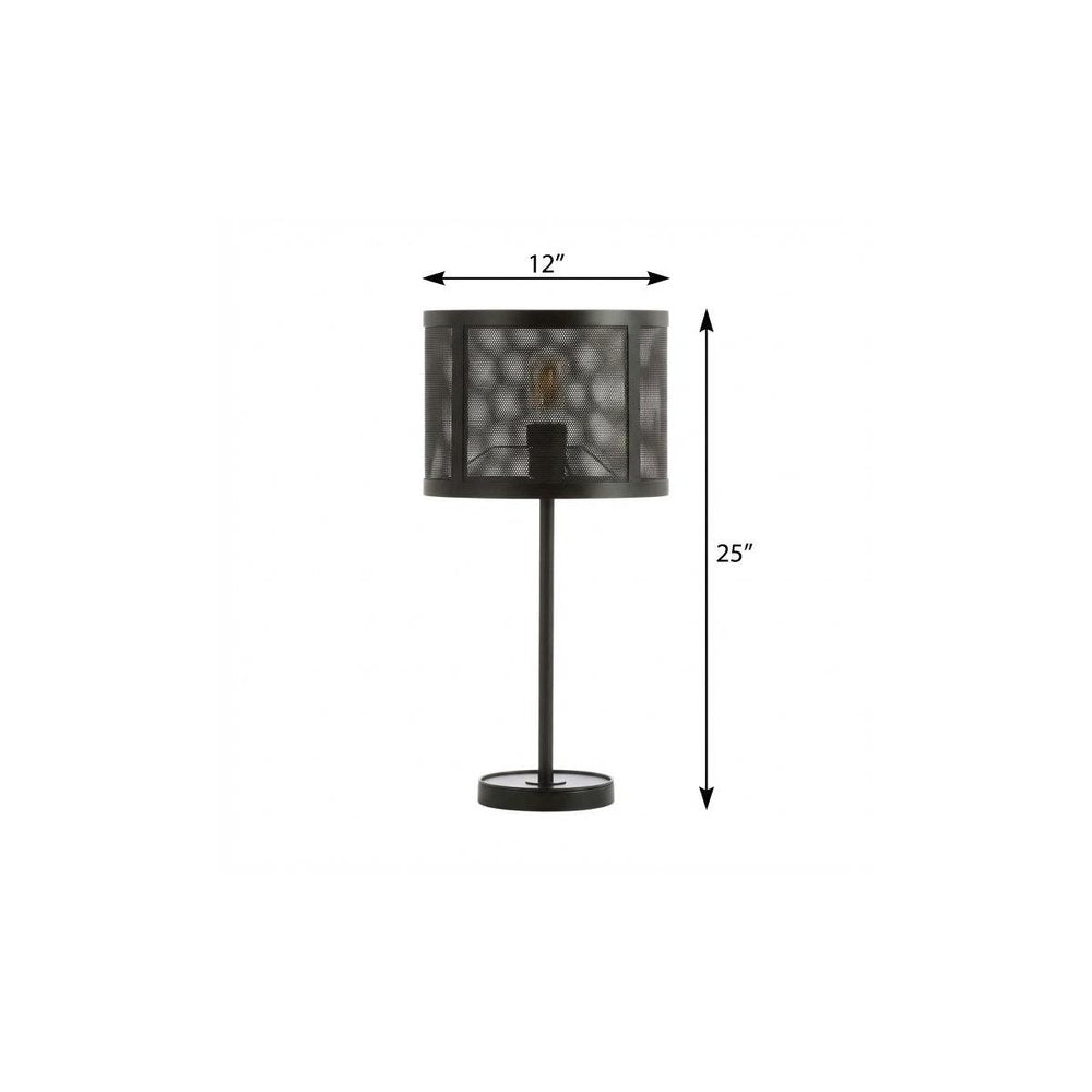 25" Black Table Lamp With Globe Shade