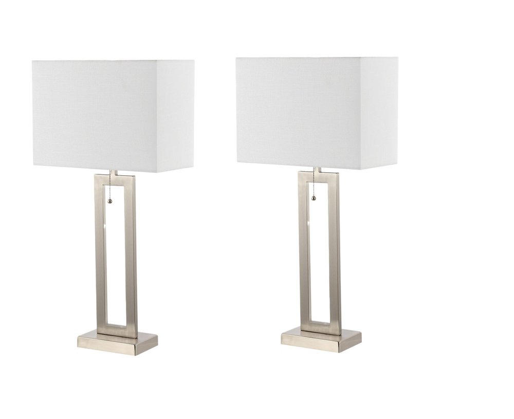 Set of Two 29" Nickel Table Lamps With Shades