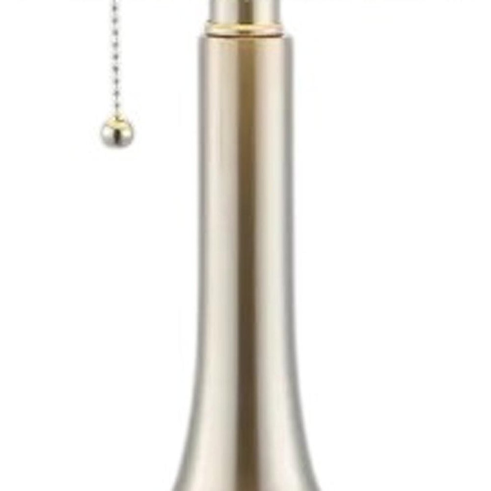 Set of Two 24" Nickel Gourd Table Lamps With Drum Shades