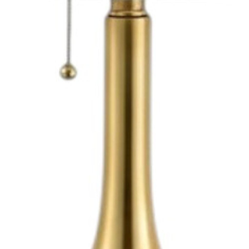 Set of Two 24" Gold Gourd Table Lamps With Drum Shades