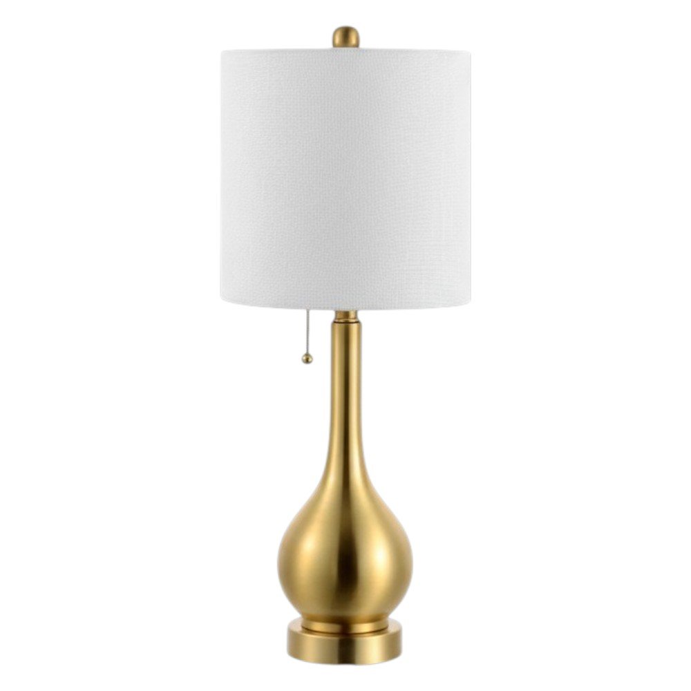 Set of Two 24" Gold Gourd Table Lamps With Drum Shades