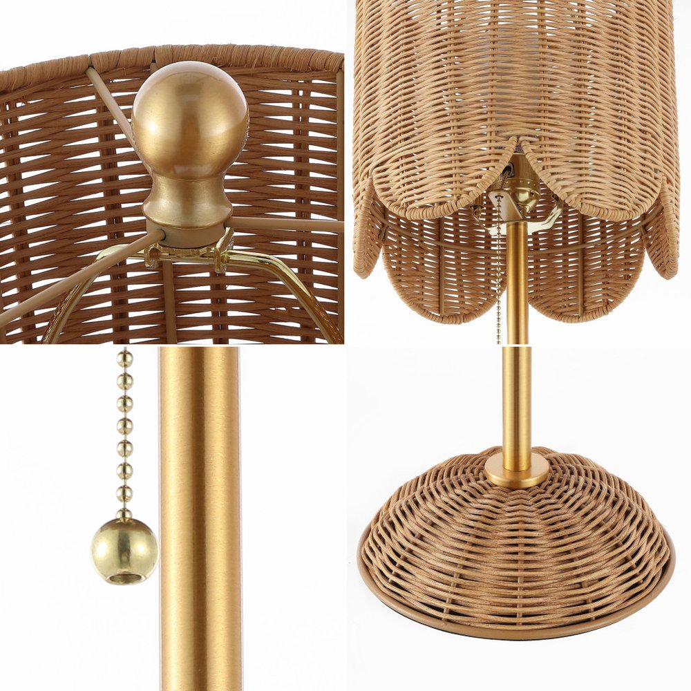 Set of Two 28" Brown Table Lamps With Drum Shades