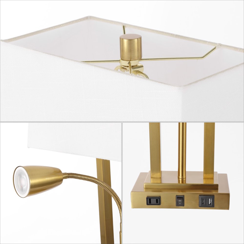 24" Gold Swing Arm Novelty Table Lamp With Shade