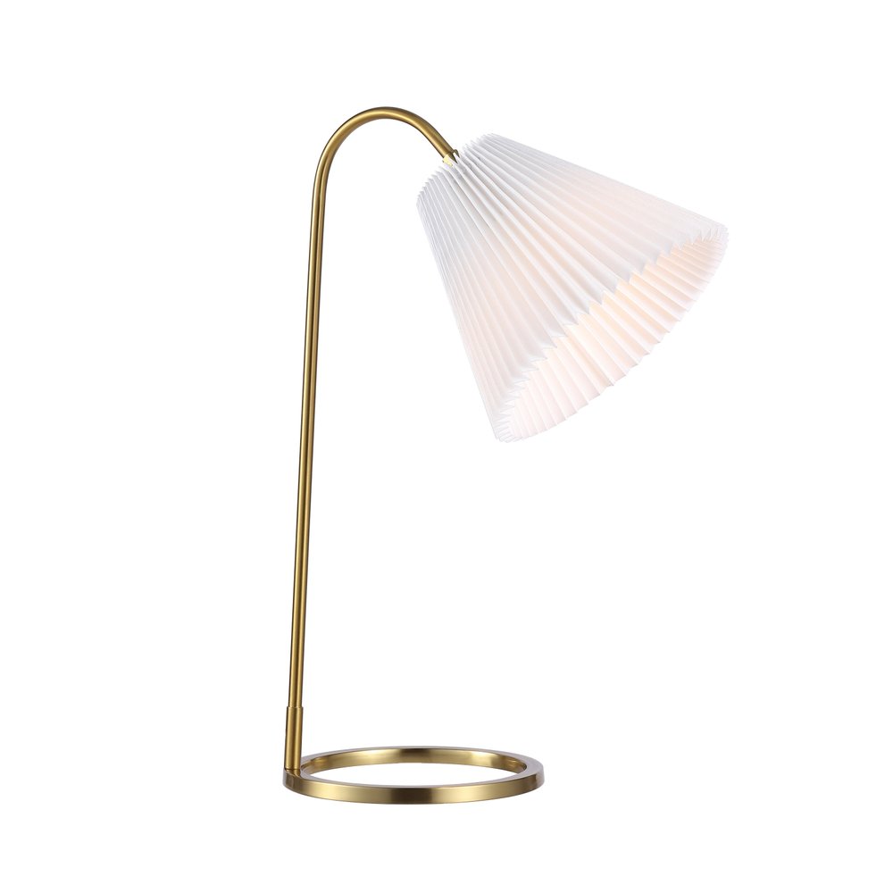22" Gold Ribbed Swing Arm Geometric Arched Lamp With Empire Shade
