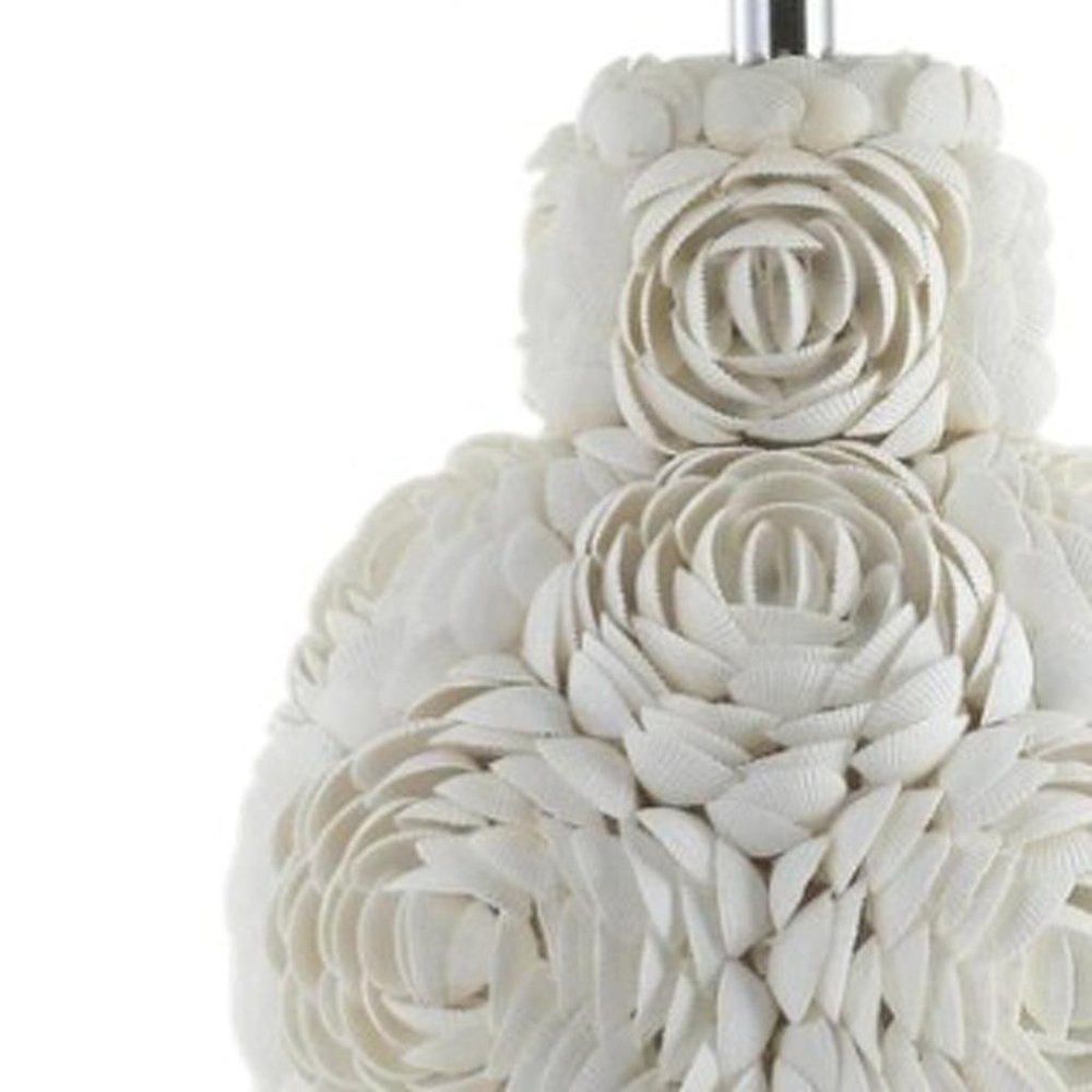 24" Off White Seashell Table Lamp With White Drum Shade