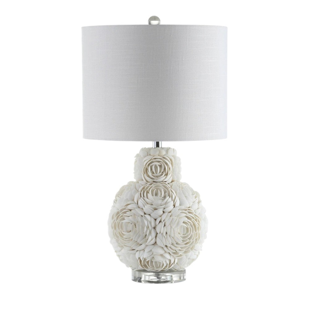 24" Off White Seashell Table Lamp With White Drum Shade