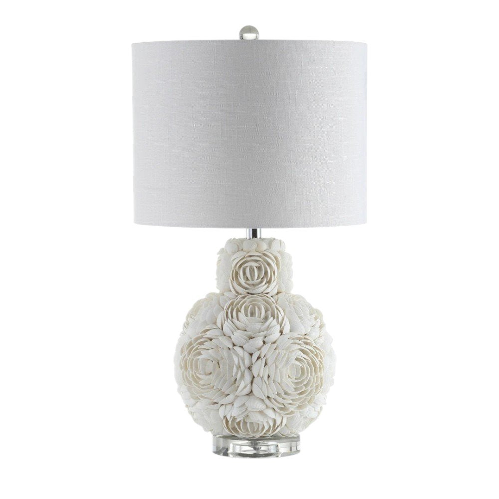 24" Off White Seashell Table Lamp With White Drum Shade