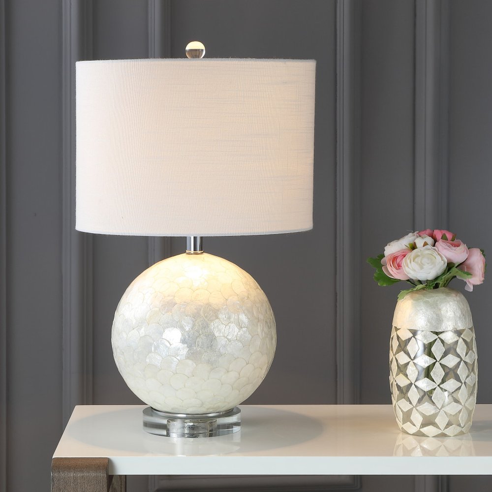 24" Clear Globe Lamp Base With Drum Shade