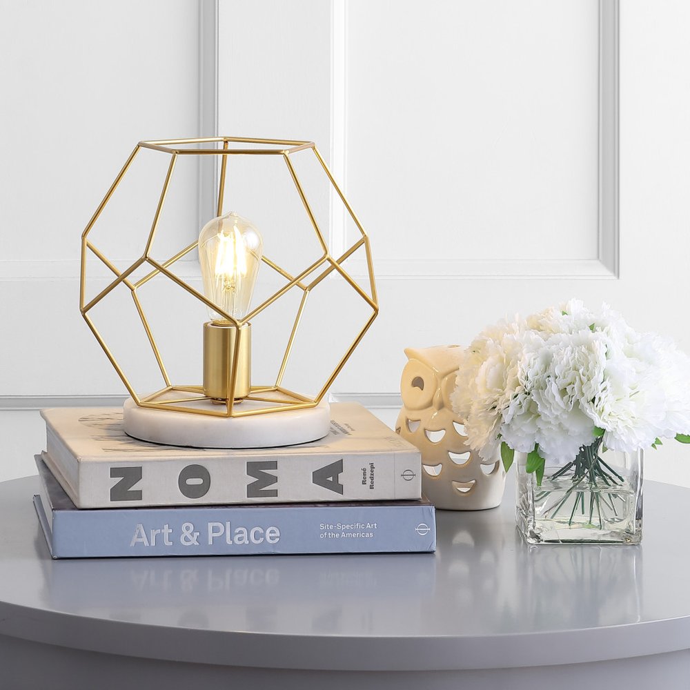 10" White Geometric Table Lamp