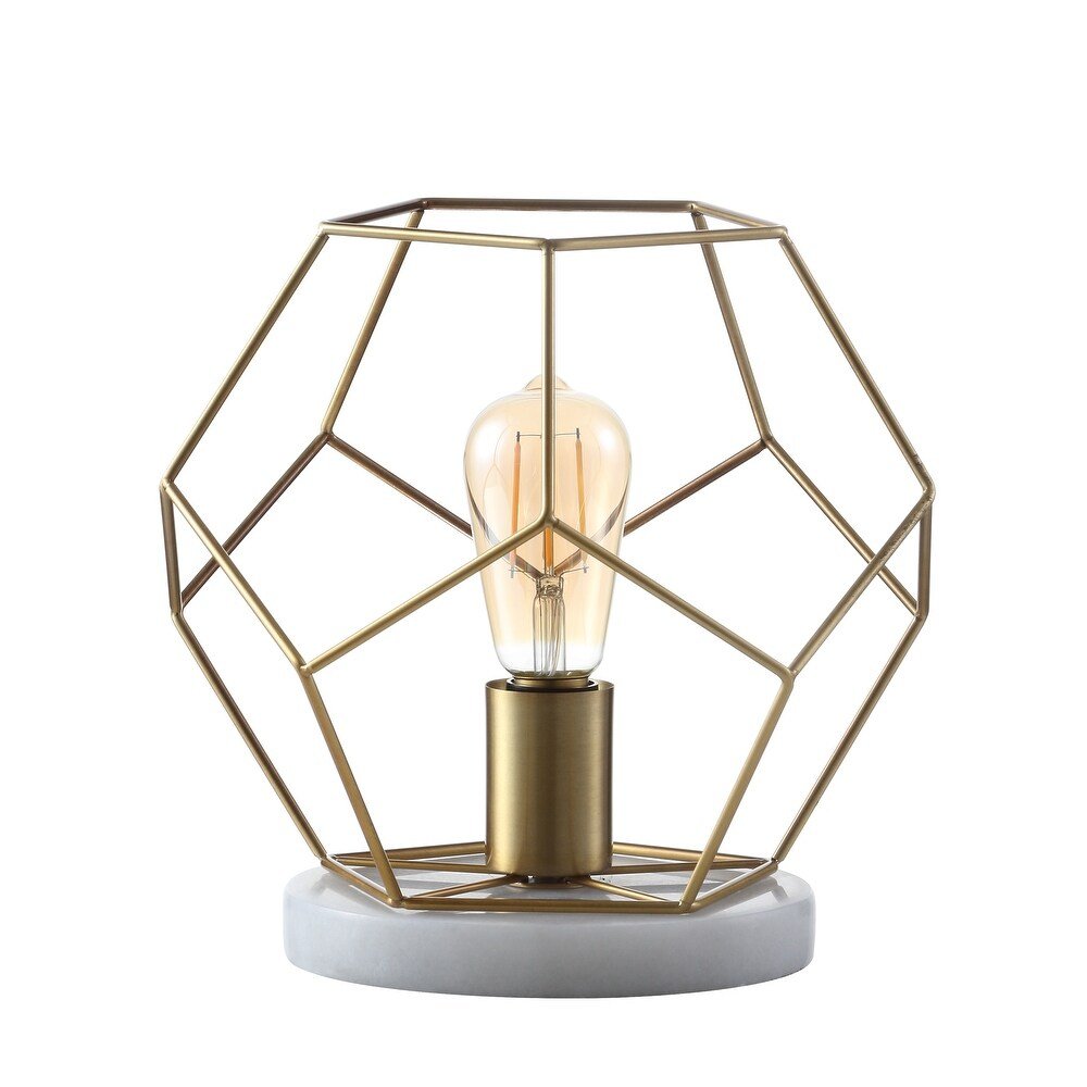 10" White Geometric Table Lamp